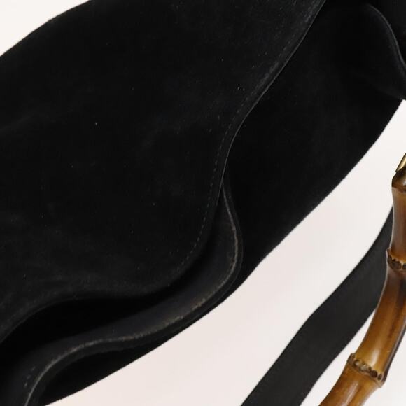 GUCCI Bamboo Shoulder Bag Suede Black Gold 01 1705 01 1705 - Picture 6 of 12